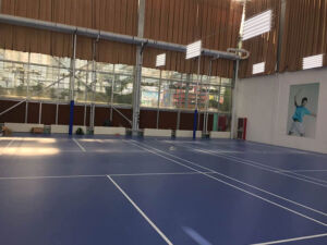 ACEFLEX 9 VINYL SPORTS FLOORING FOR INDOOR BADMINTON COURT. COLOR:BLUE